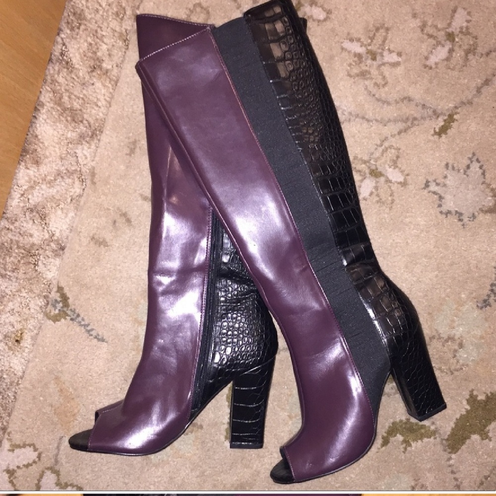 FLY 😍😍😍OVER THE KNEE SNAKESKIN PEEP TOE BOOTS
